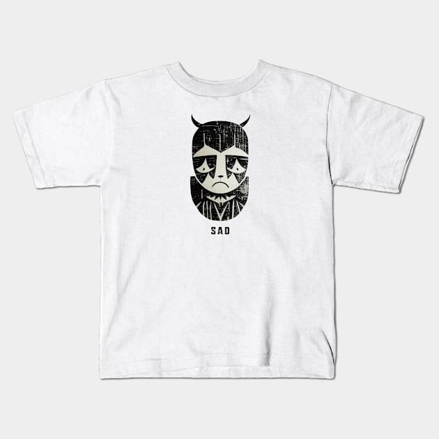 Sad Devil Girl Kids T-Shirt by GoodTripsOnly